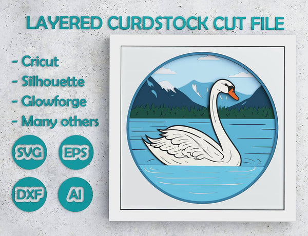 Swan On the Lake Shadow Box. File for cutting