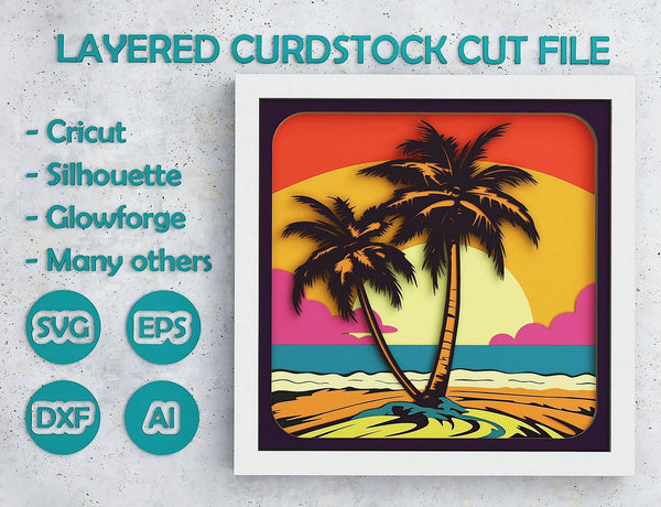 Palm Tree Shadow Box. File for cutting