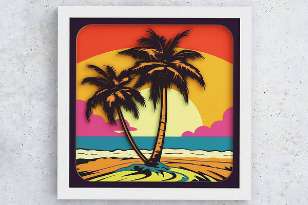 Palm Tree Shadow Box. File for cutting