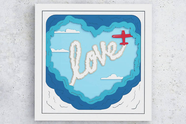 Heart in Clouds Shadow Box. File for cutting