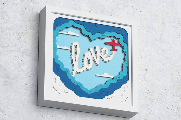 Heart in Clouds Shadow Box. File for cutting