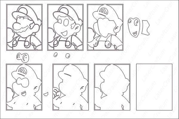 Mario Portrait Layered Design for cutting