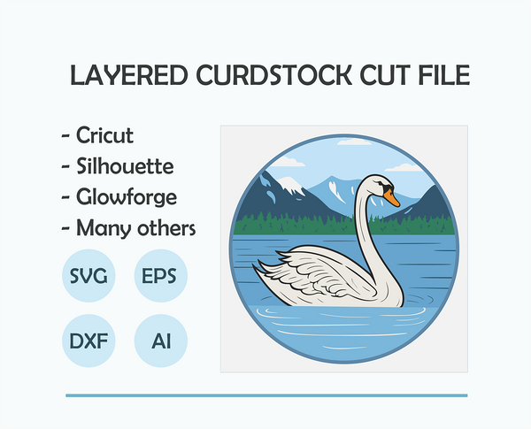 Swan On the Lake Shadow Box. File for cutting