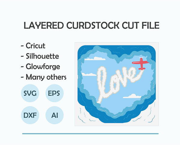 Heart in Clouds Shadow Box. File for cutting