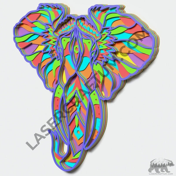 Elephant Head Multilayer Design for cutting - LaserCraftum