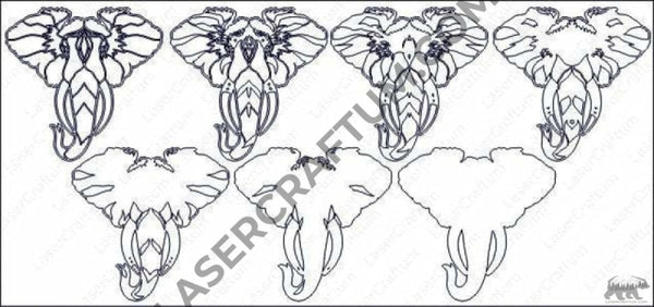 Elephant Head Multilayer Design for cutting - LaserCraftum
