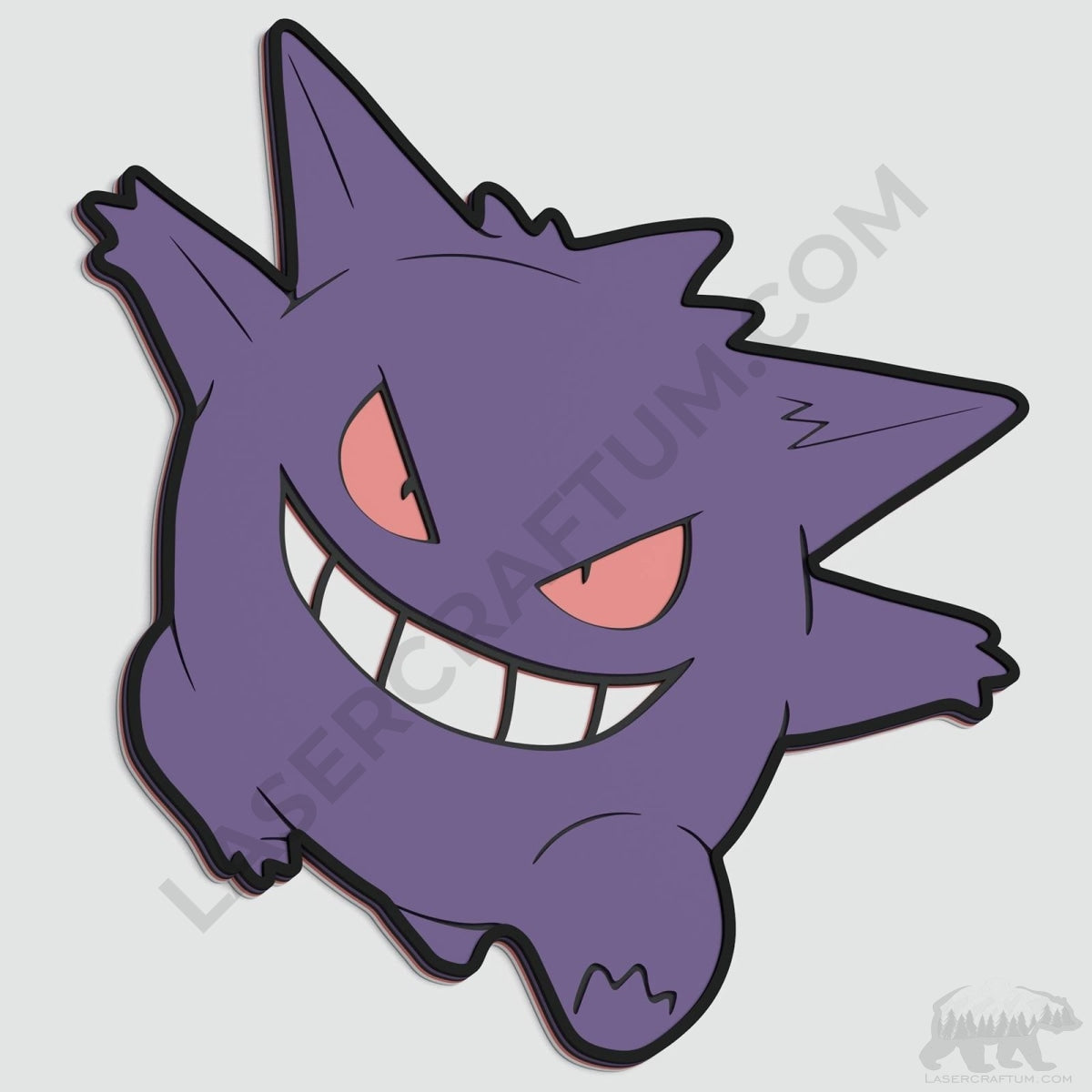 Gengar Pokemon Layered Design for cutting - LaserCraftum