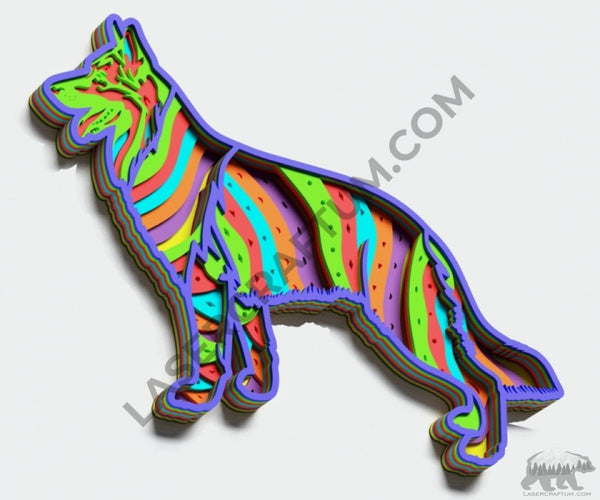 German Shepherd Multilayer Design for cutting - LaserCraftum