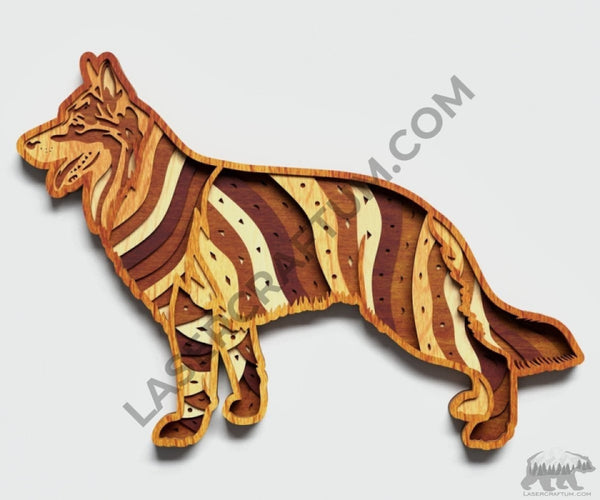 German Shepherd Multilayer Design for cutting - LaserCraftum