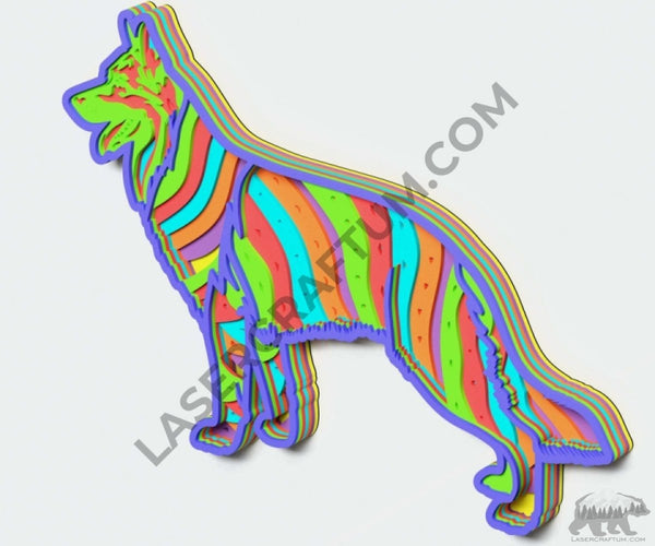 German Shepherd Multilayer Design for cutting - LaserCraftum