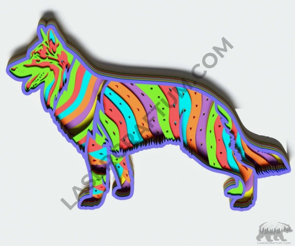 German Shepherd Multilayer Design for cutting - LaserCraftum