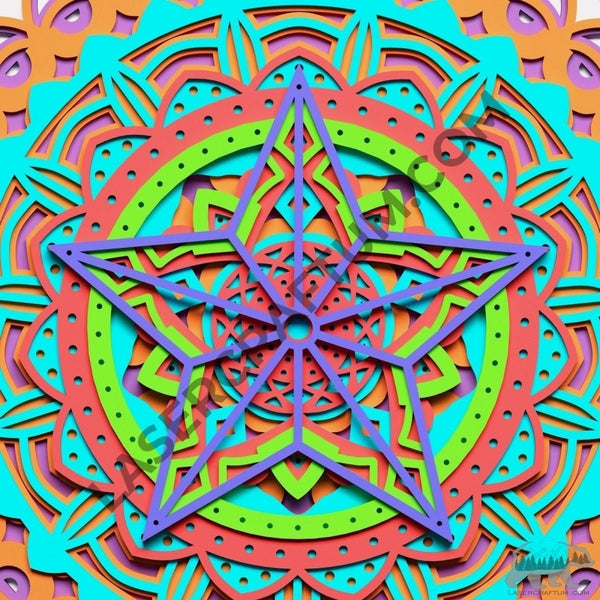 Mandala #8 Multilayer Design for cutting - LaserCraftum