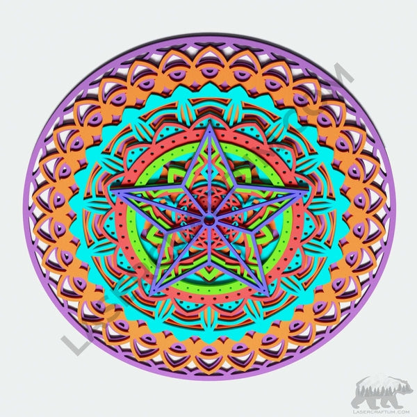 Mandala #8 Multilayer Design for cutting - LaserCraftum