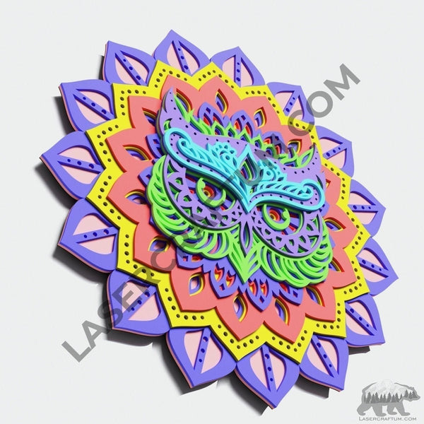 Owl Head Multilayer Design for cutting - LaserCraftum