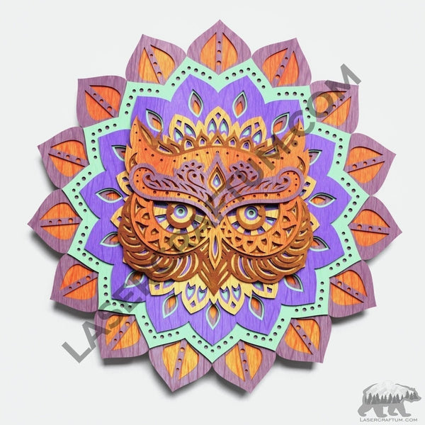 Owl Head Multilayer Design for cutting - LaserCraftum
