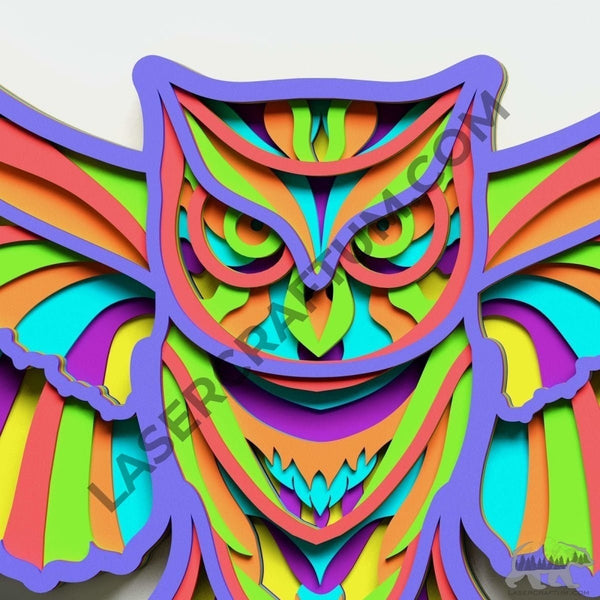 Owl Multilayer Design for cutting - LaserCraftum