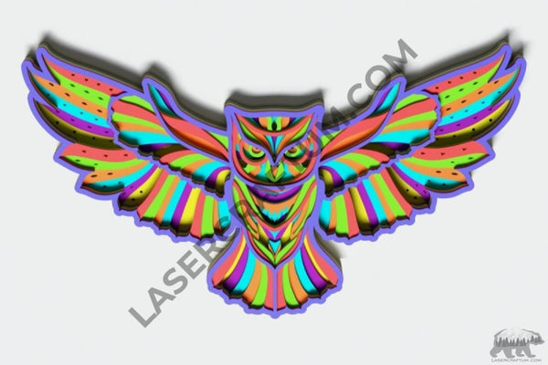 Owl Multilayer Design for cutting - LaserCraftum