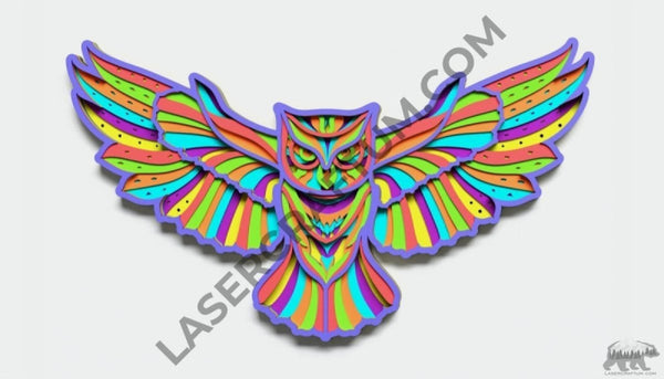 Owl Multilayer Design for cutting - LaserCraftum
