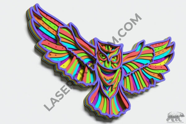 Owl Multilayer Design for cutting - LaserCraftum