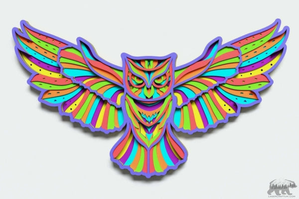 Owl Multilayer Design for cutting - LaserCraftum