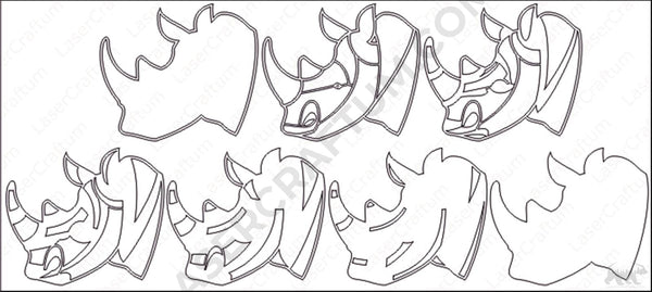 Rhino Head Layered Design for cutting