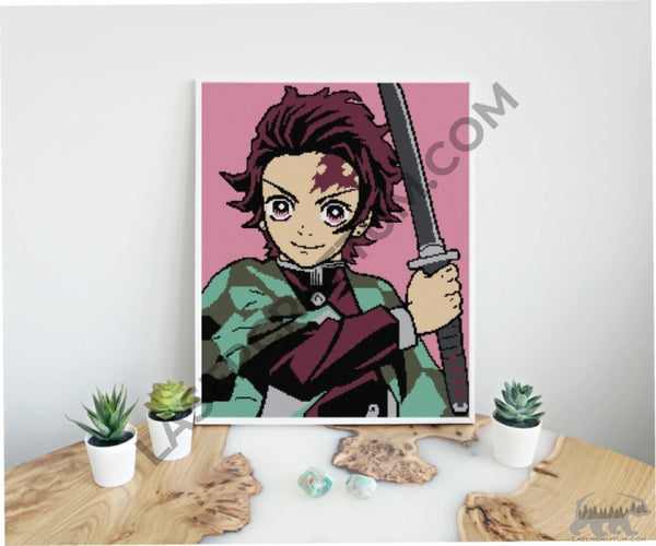 Tanjiro Cross Stitch PDF Pattern - LaserCraftum
