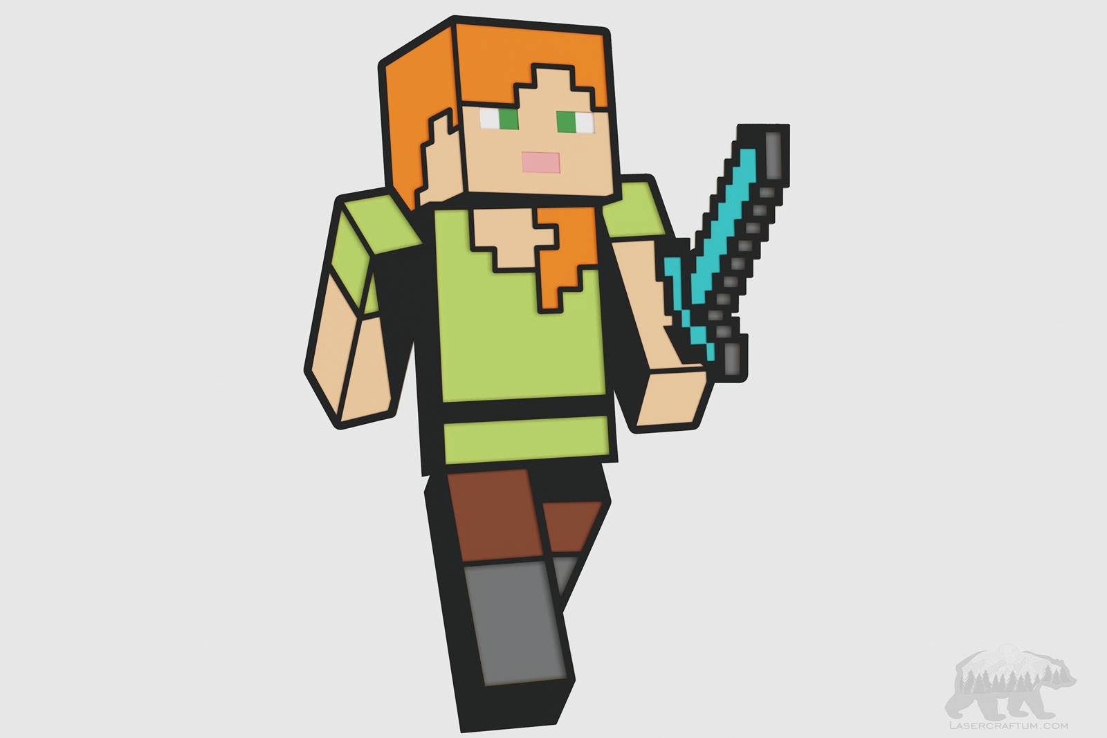 Minecraft Alex Design Minecraft Alex Layered Design for cutting - LaserCraftum