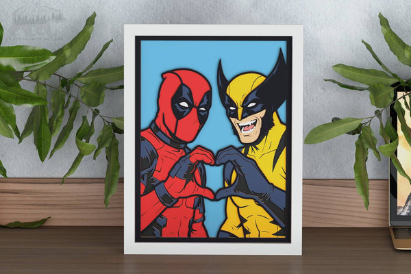 Deadpool and Wolverine Shadow Box. File for cutting