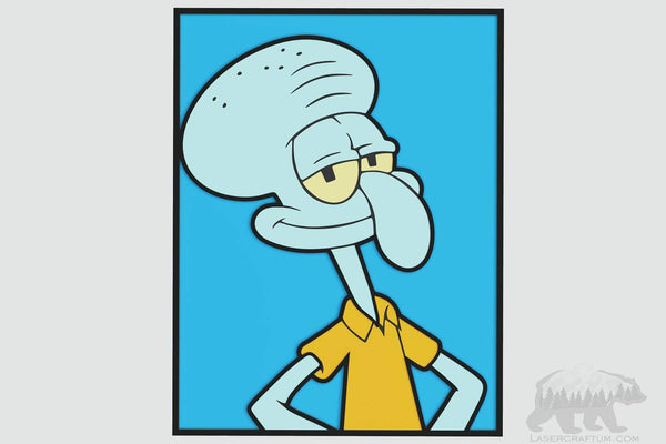 Squidward Portrait Layered Design for cutting