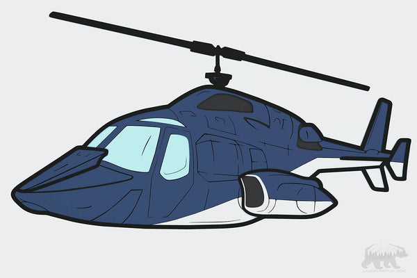 Airwolf Helicopter Layered Design for cutting
