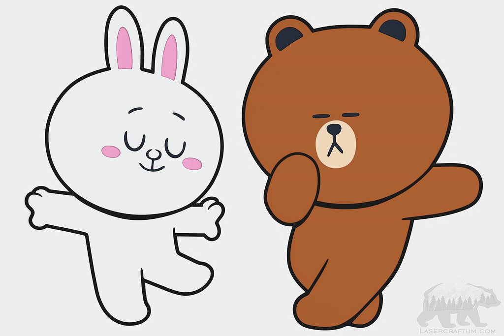 Cony and Brown (Line Friends) Layered Designs for cutting - LaserCraftum