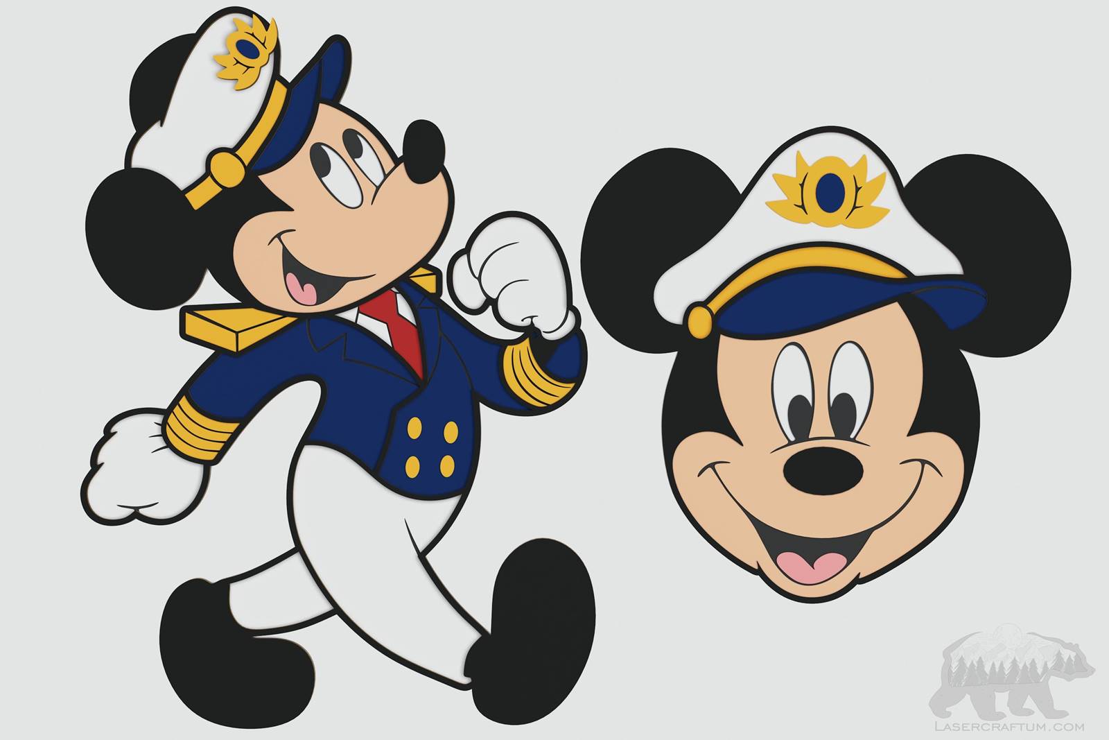 Mickey Mouse Captain Layered Design for cutting - LaserCraftum