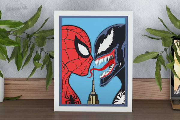 Spider Man vs Venom Shadow Box. File for cutting