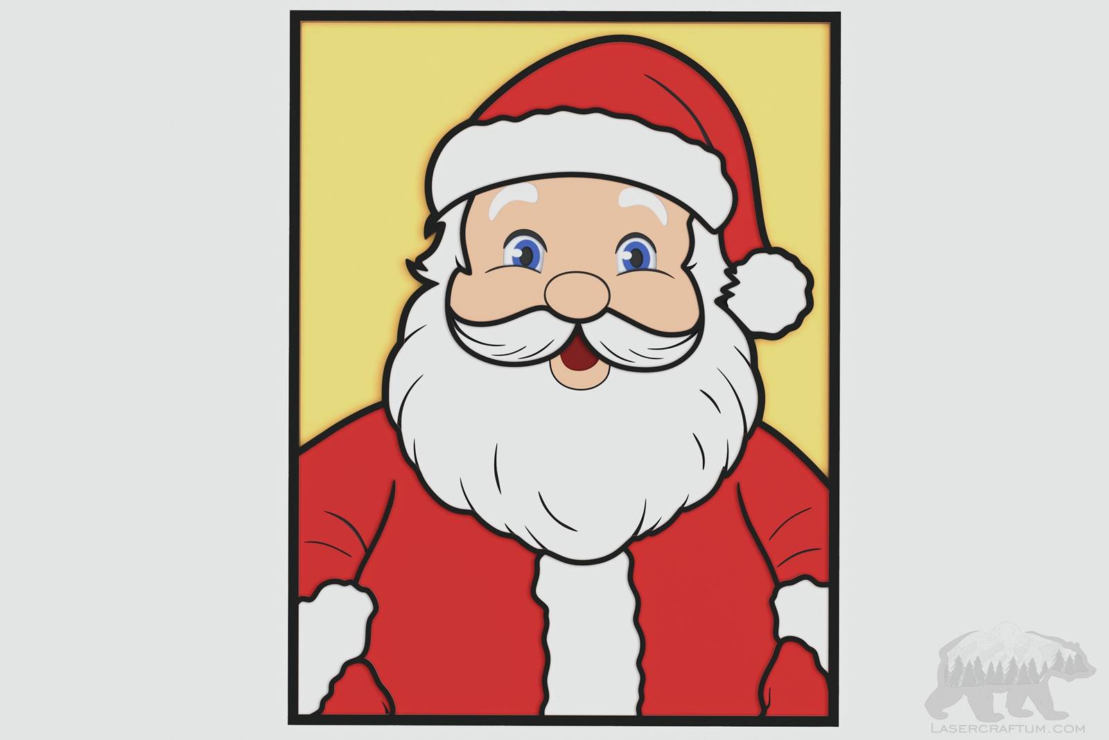 Santa Portrait Layered Design for cutting - LaserCraftum