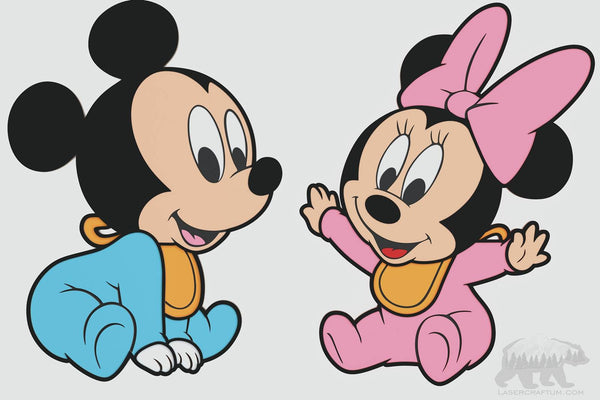 Baby Mickey and Minnie Mouse Layered Design for cutting