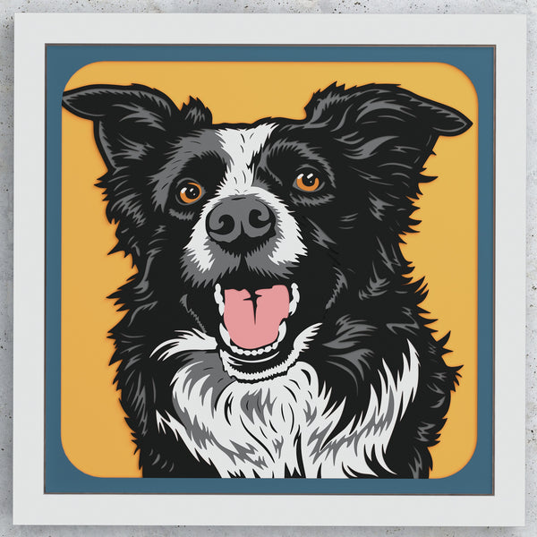 Border Collie Shadow Box. File for cutting