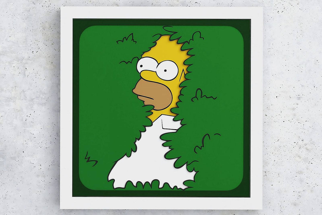 Homer in the Bush Shadow Box. File for cutting - LaserCraftum