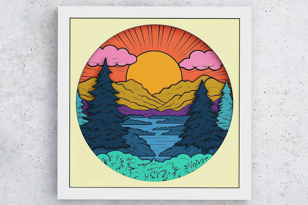 Mountains Shadow Box v3. File for cutting