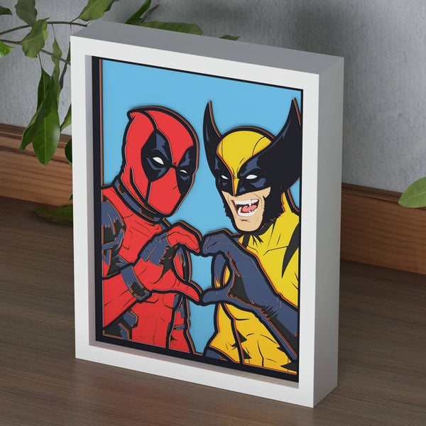 Deadpool and Wolverine Shadow Box. File for cutting