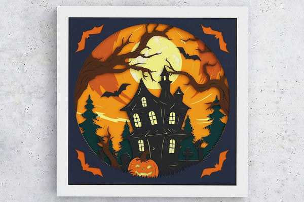 Halloween House Shadow Box. File for cutting