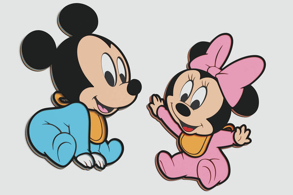Baby Mickey and Minnie Mouse Layered Design for cutting