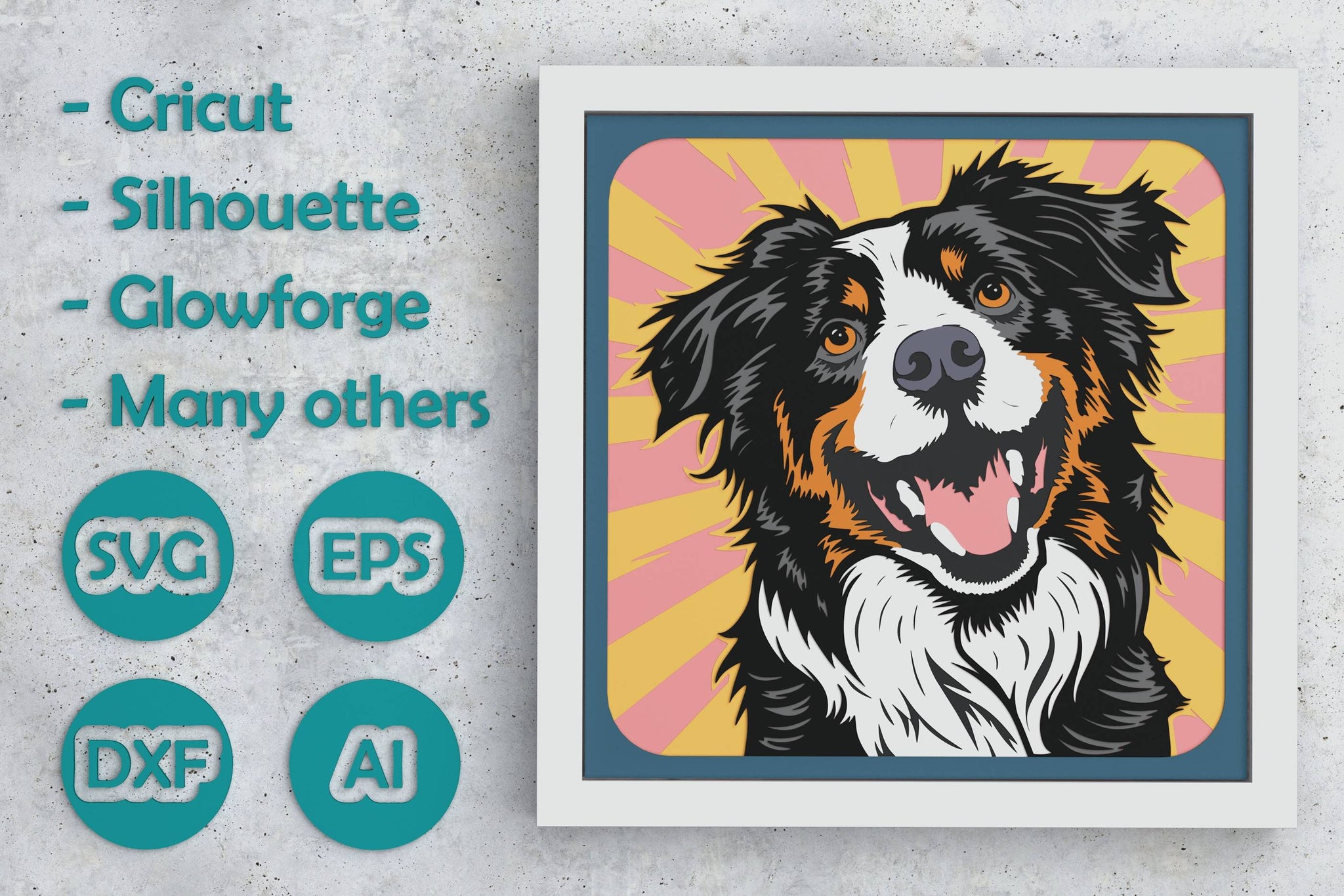 Australian Shepherd Shadow Box. File for cutting