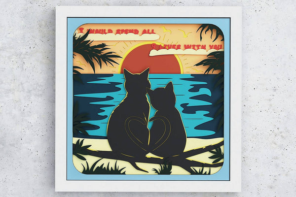 Cats In Love Shadow Box. File for cutting