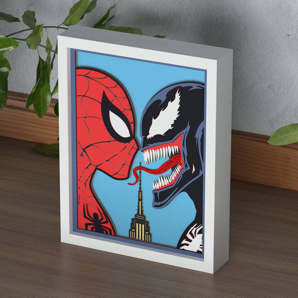 Spider Man vs Venom Shadow Box. File for cutting