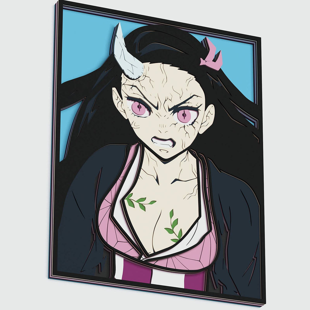 Nezuko Layout Nezuko in form of Demon Layered Design for cutting - LaserCraftum