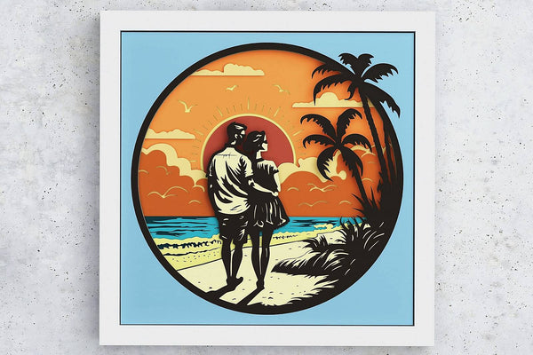 Couple on the Beach Shadow Box. File for cutting
