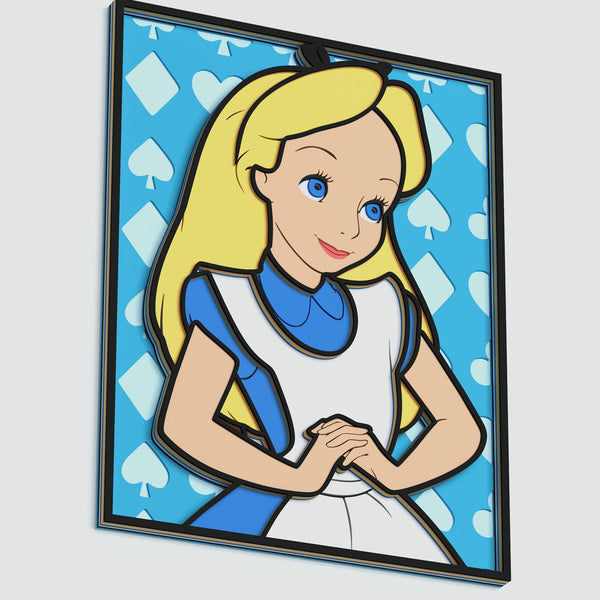 Portrait of Alice in Wonderland Layered Design for cutting