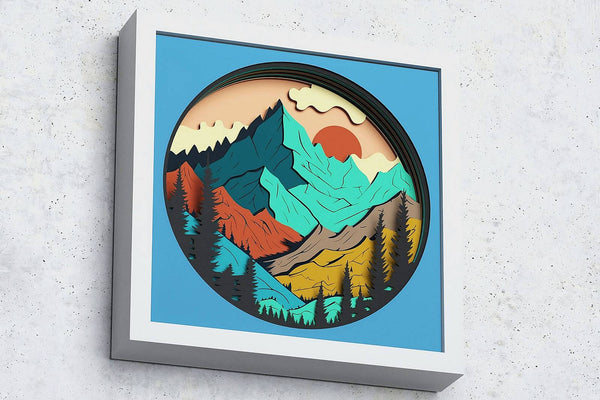 Mountains Shadow Box v2. File for cutting