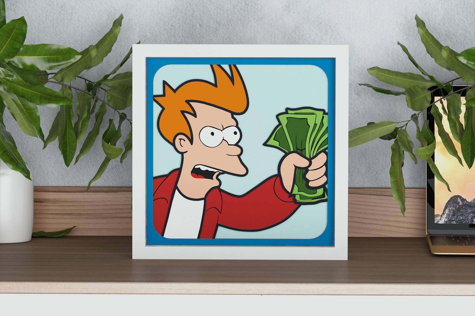 Fry Shadow Fry meme Shadow Box. File for cutting - LaserCraftum