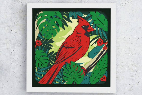 Cardinal Bird Shadow Box. File for cutting